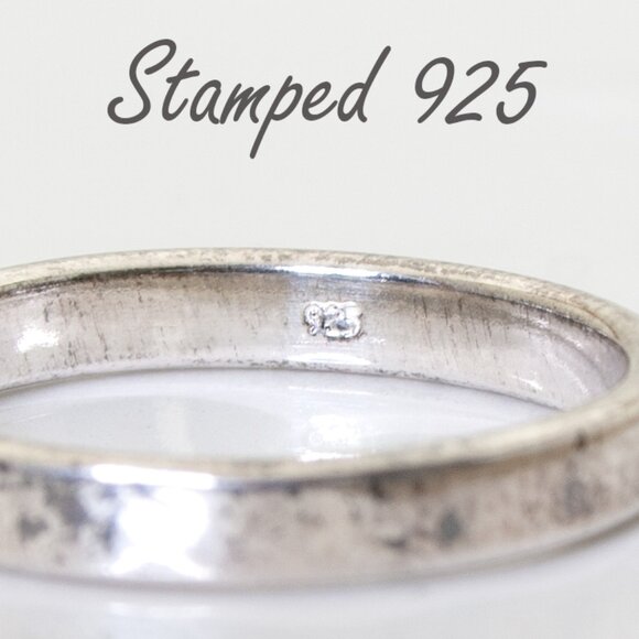 3mm Vintage Sterling Silver Flat Band Ring, Stamped 925, Sz7, Tarnish Jewelry - Picture 5 of 9
